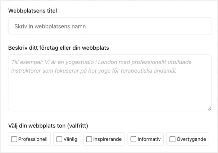 Skapa en hemsida med WordPress AI